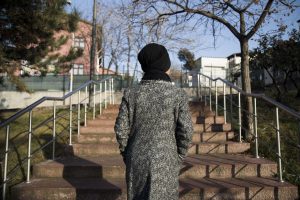 Woman with headscarf: Transnational migration